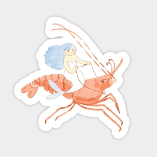 The magnificent shrimp rider Sticker